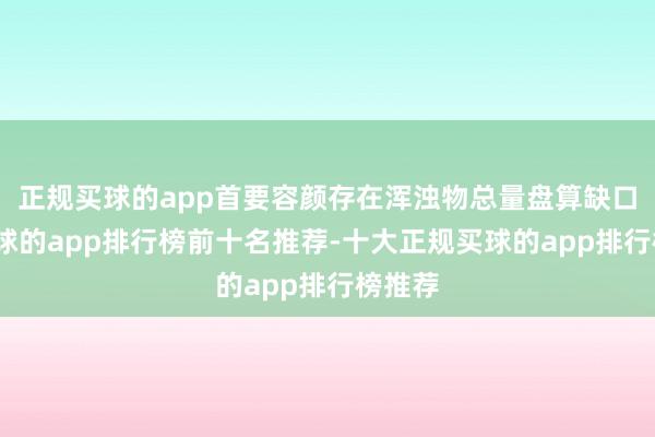 正规买球的app首要容颜存在浑浊物总量盘算缺口的-买球的app排行榜前十名推荐-十大正规买球的app排行榜推荐
