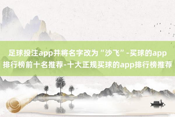足球投注app并将名字改为“沙飞”-买球的app排行榜前十名推荐-十大正规买球的app排行榜推荐