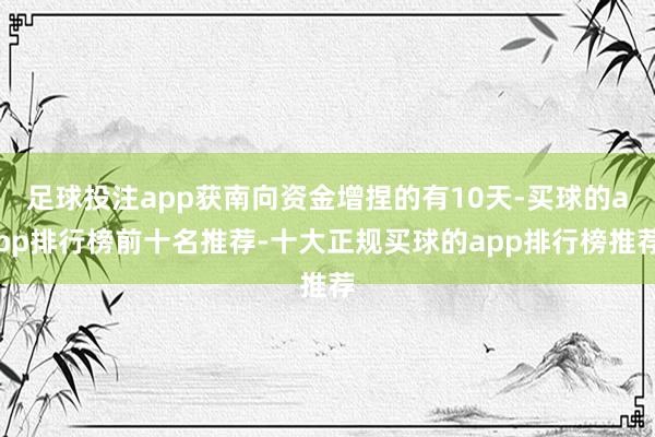 足球投注app获南向资金增捏的有10天-买球的app排行榜前十名推荐-十大正规买球的app排行榜推荐