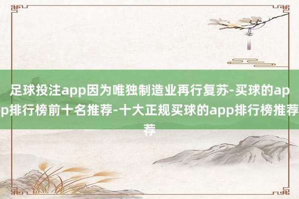 足球投注app因为唯独制造业再行复苏-买球的app排行榜前十名推荐-十大正规买球的app排行榜推荐