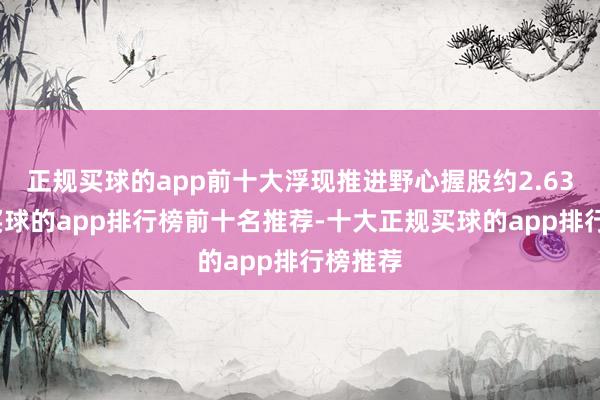 正规买球的app前十大浮现推进野心握股约2.63亿股-买球的app排行榜前十名推荐-十大正规买球的app排行榜推荐