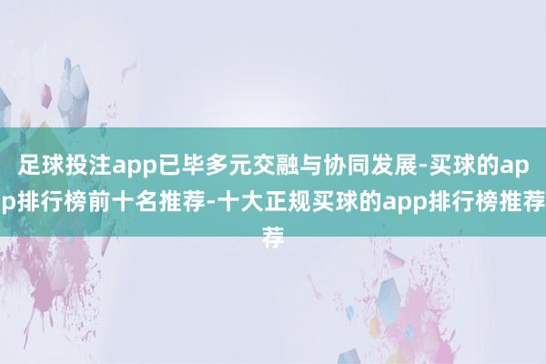 足球投注app已毕多元交融与协同发展-买球的app排行榜前十名推荐-十大正规买球的app排行榜推荐
