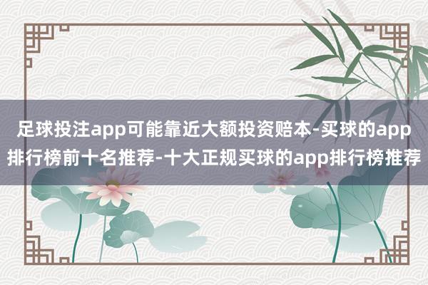 足球投注app可能靠近大额投资赔本-买球的app排行榜前十名推荐-十大正规买球的app排行榜推荐