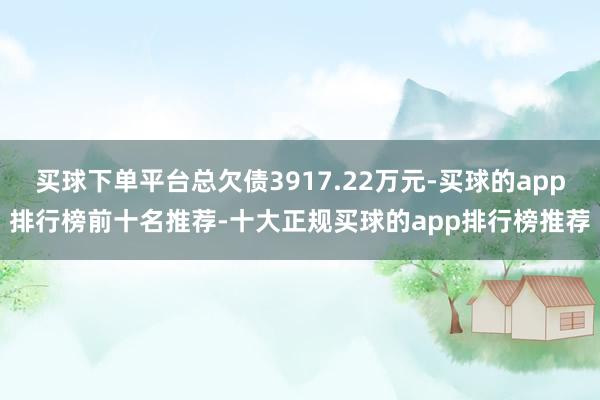 买球下单平台总欠债3917.22万元-买球的app排行榜前十名推荐-十大正规买球的app排行榜推荐